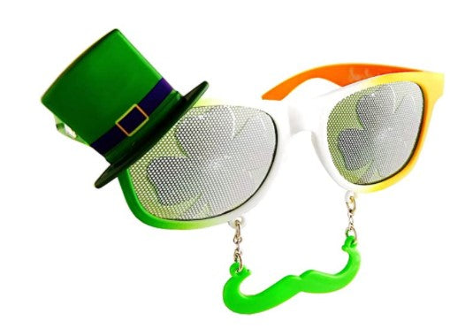 St Patrick's Day Glasses - Hanging Moustache - Costume Accessory - Adult