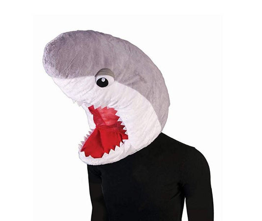 Shark Mascot Head Mask - Grey/White - Costume Accessory - Adult Teen