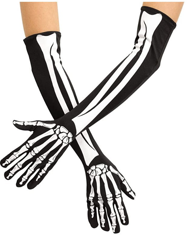Skeleton Opera Gloves - Elbow Length - Cosplay Costume Accessories - One Size