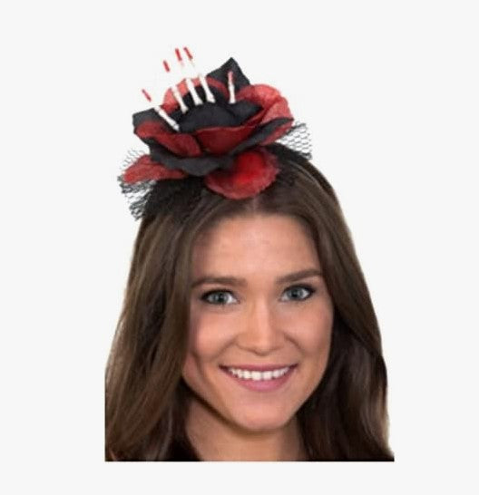 Skeleton Hand Headband - Rose - Red/Black - Costume Accessory - Adult Teen