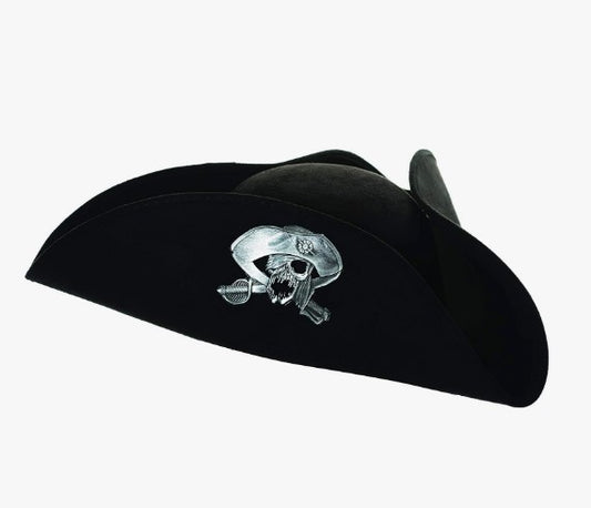 Pirate Tricorn Hat - Skull Emblem - Costume Accessory - Adult Teen