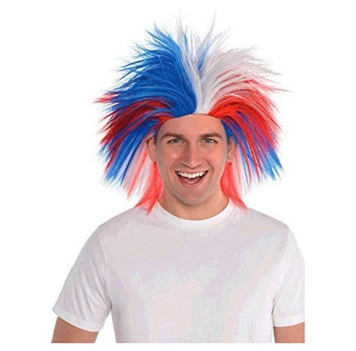 Patriotic Crazy Wig - Red White Blue - Sports - Costume Accessory - One Size
