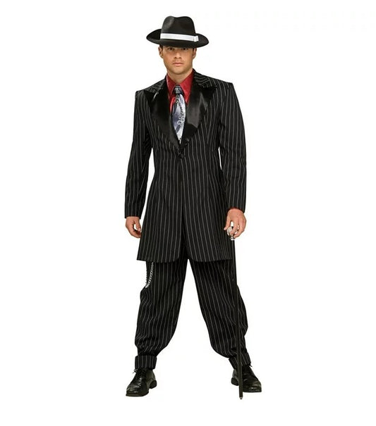 Swankster - 1920's - Mobster - Black/White - Pinstripe - Costume - Men - 2 Sizes