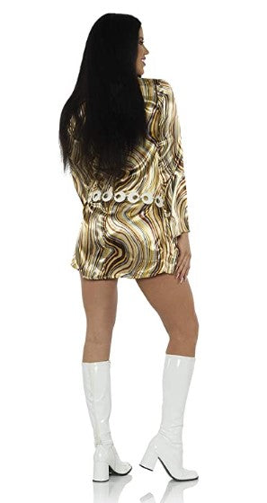 Disco Chick Brown Swirl Dress - 60s - 70s - Costume - Women - 2 Sizes