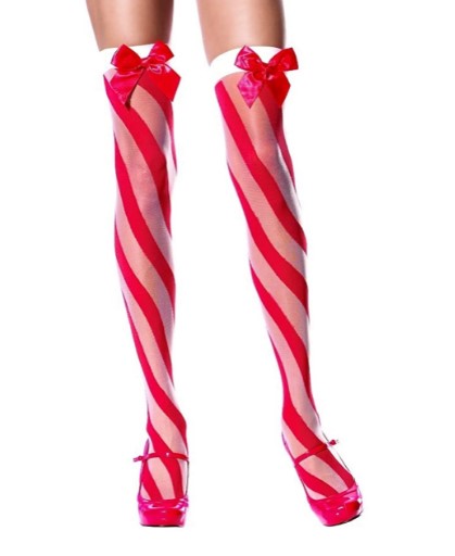 Adult Red & White Striped Tights