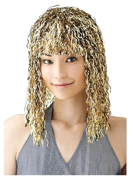 Tinsel Wig - Gold Crimped - Mardi Gras - Costume Accessory - Adult Teen