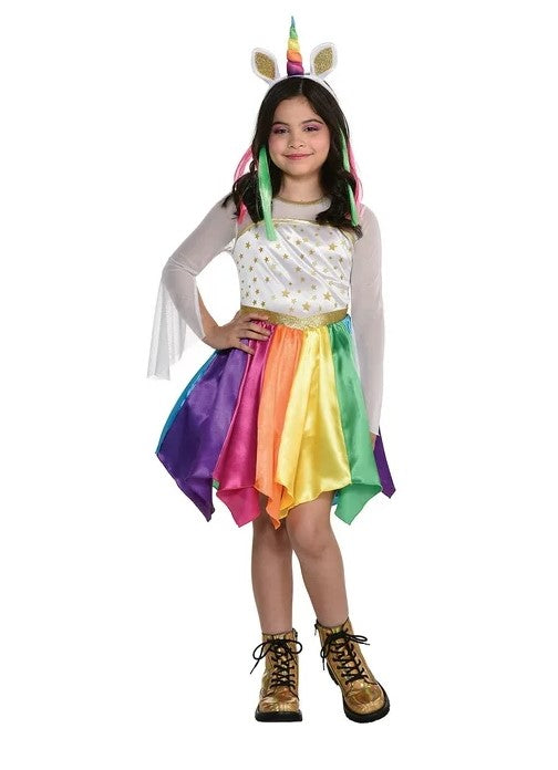 Mystisches Einhorn – Kleid – Regenbogen – Kostüm – Kind – Medium 8-10