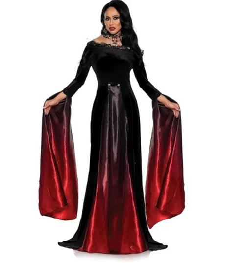 Vampire - Elegant Gown - Black/Red - Costume - Adult - 2 Sizes
