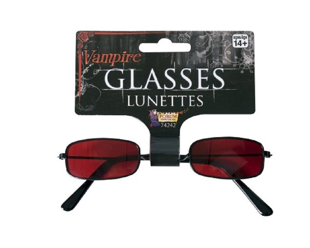 Red/Black Rectangular Glasses - Vamp - Holidays - Costume Accessory - One Size