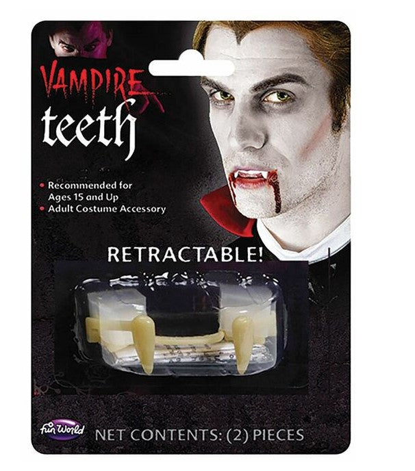 White Retractable Vampire Teeth - Fangs - Costume Accessories - One Size