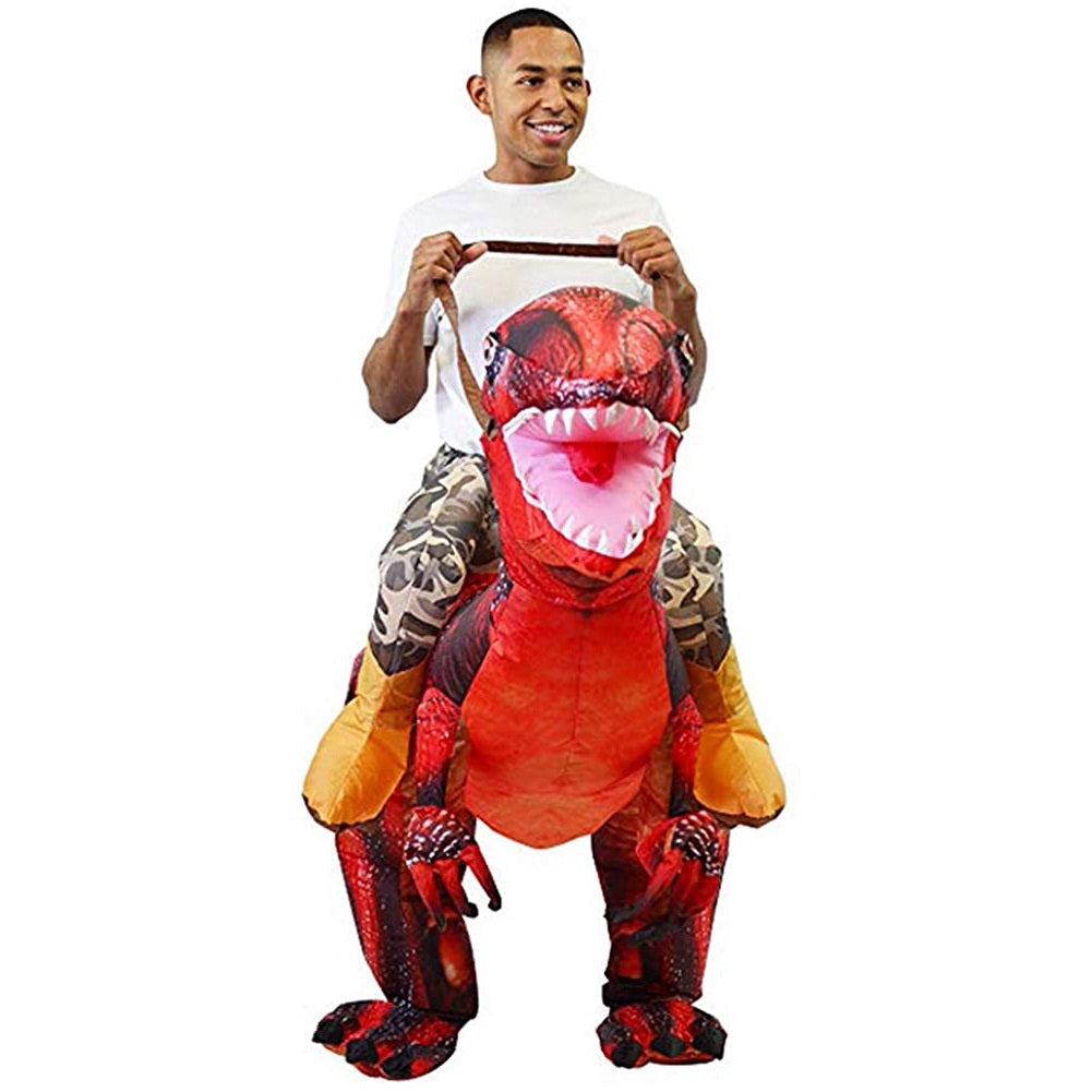 Velociraptor inflable - Rojo - Dinosaurio correpasillos - Disfraz - Adulto Talla única