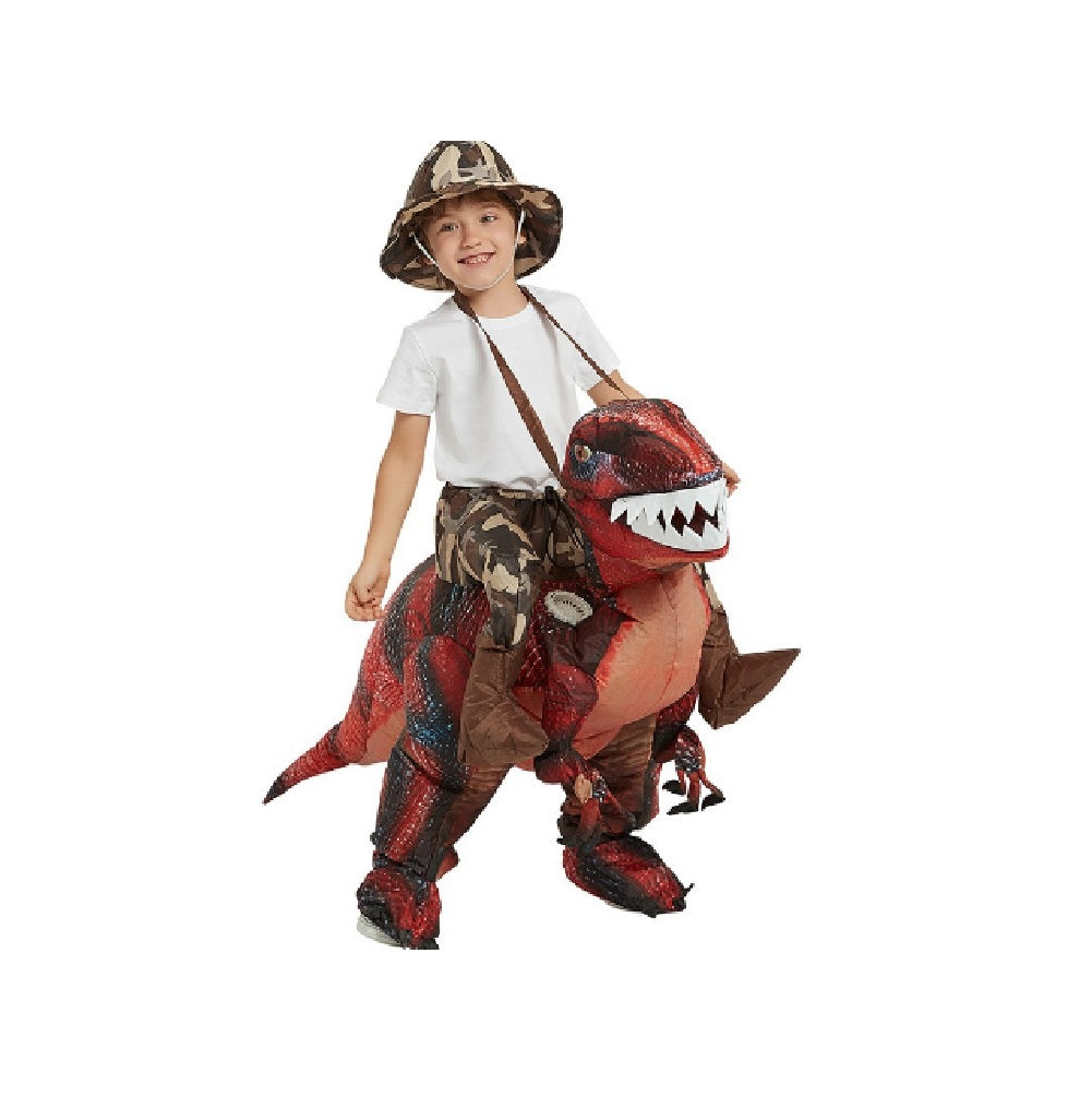 Red Inflatable Velociraptor - Ride-On Dinosaur - Costume - Child One Size