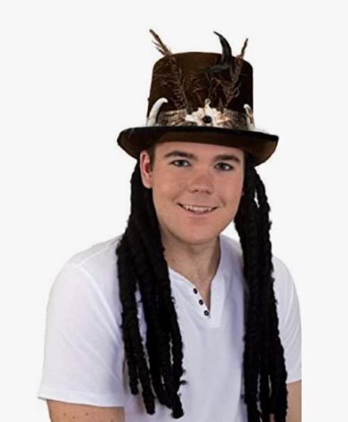 Witch Doctor - VooDoo King Top Hat - Bones Dreads - Costume Accessory - Adult