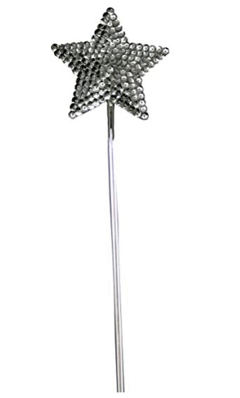Star Wand - Silver Sequin - Costume Accessory Prop - Child Adult Teen