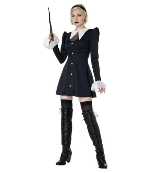 witch mini dress Amazon.com: Fuguibadn Women Y2k Gothic Witch Halloween Costume Lace Flare Sleeve Short A-Line Dress Hat 2 Pcs Cosplay Party Outfit (Standard, S, A-Black) : Clothing, Shoes & Jewelry
