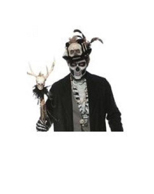 Witch Doctor Top Hat - Voodoo - Bones - Feathers - Costume Accessory - Adult