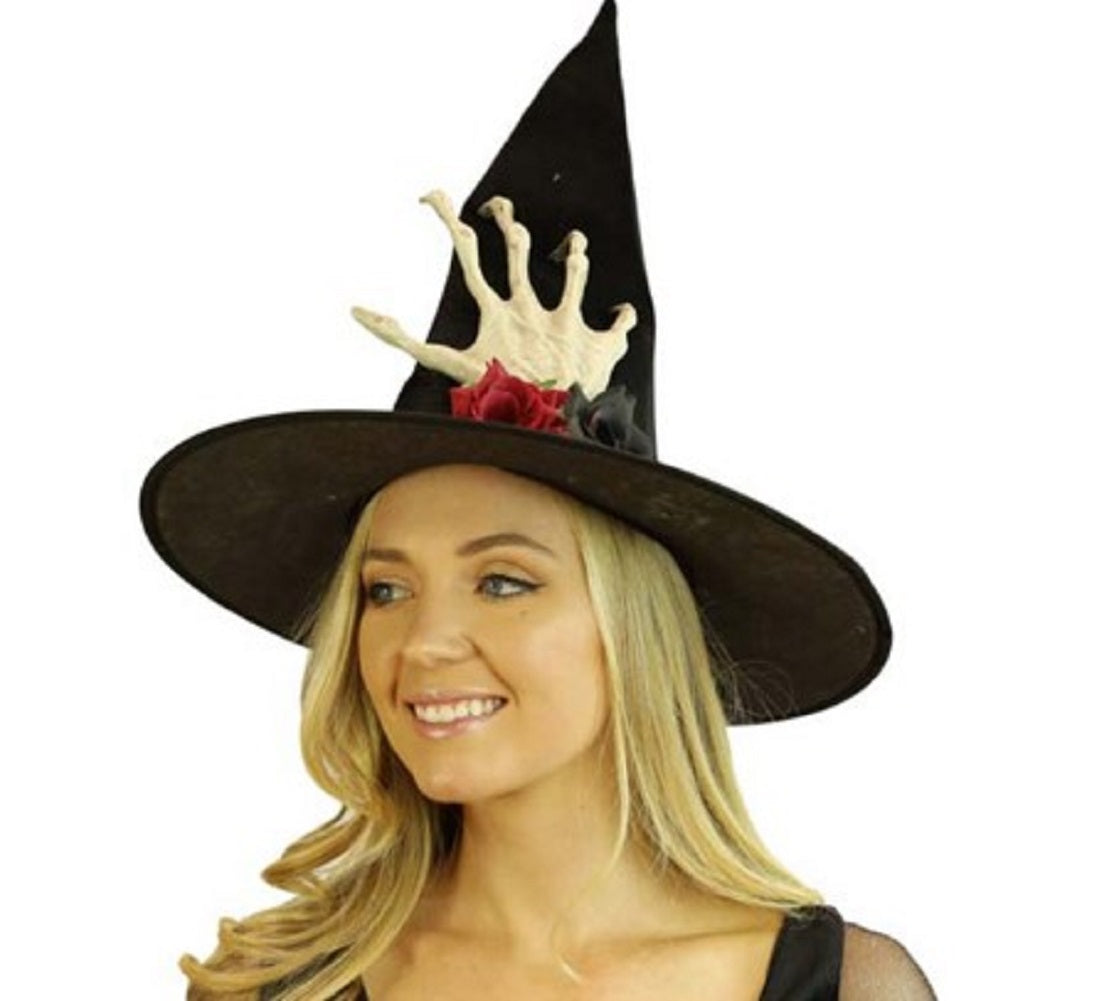 Hexenhut - Samtig - Hände & Rosen - Kostümzubehör - Teenager