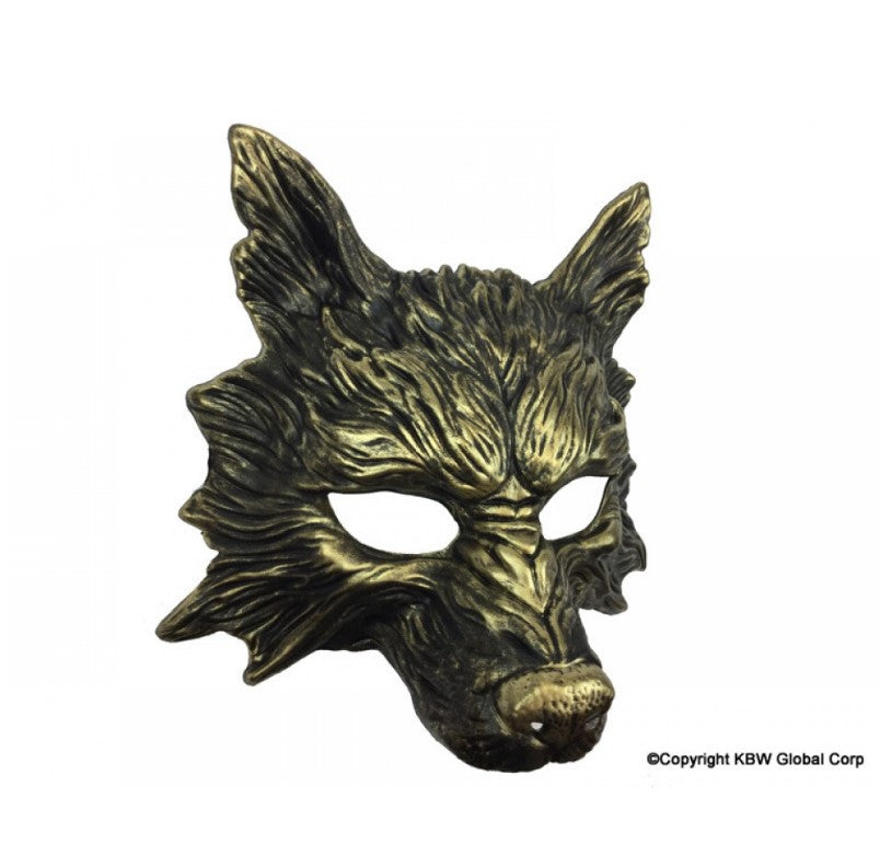 Wolf Half Mask - Gold - Resin - Costume Accessory – One Size