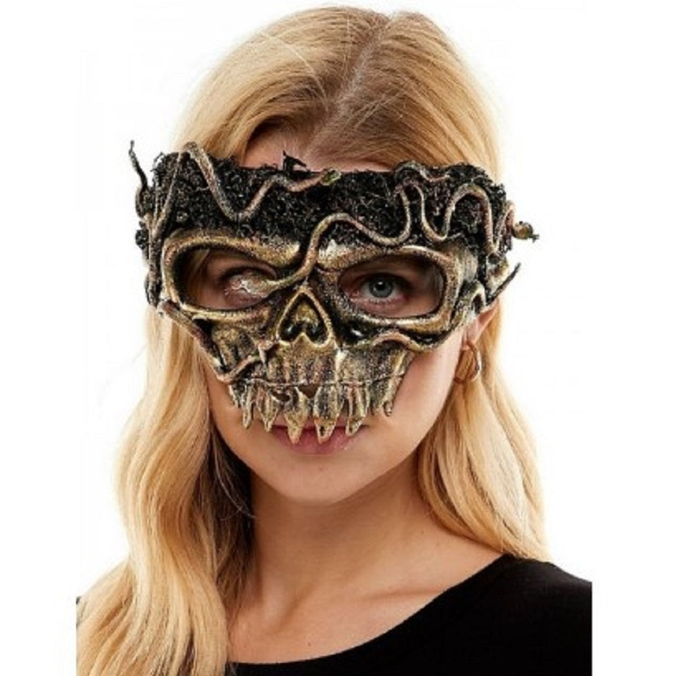 Totenkopf-Voodoo-Halbmaske – Kunststoff – Deluxe-Kostümzubehör – Erwachsener Teenager