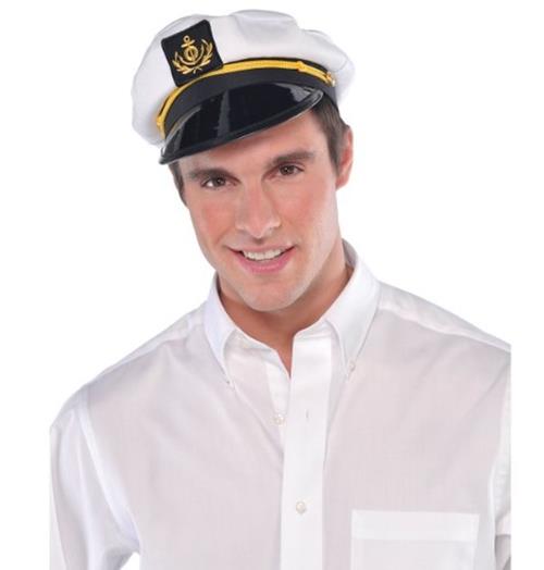 Yacht Skipper Hat - Captain - White - Costume Accessory - Adult Teen