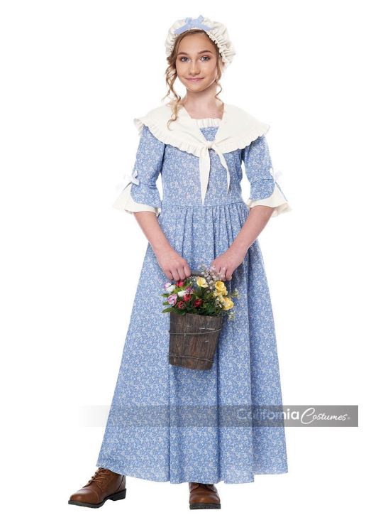 Colonial Village Girl - Blue/White - Costume - Child - 2 Sizes