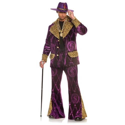 Pimp - Big Playah - Purple - Disco - 1970's - Costume - Men - 2 Sizes
