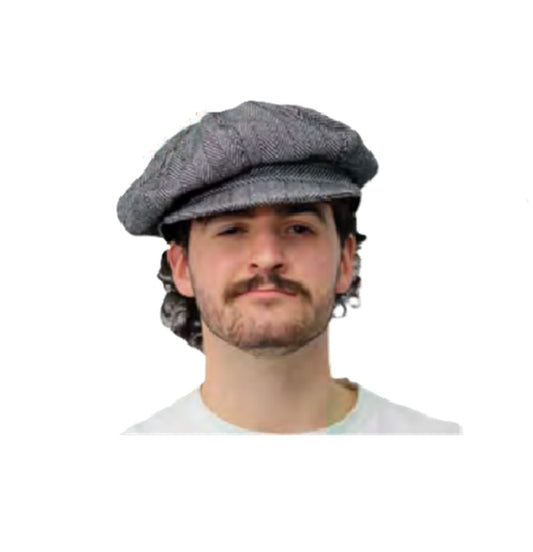 20's Bootlegger Cap - Newsboy - Herringbone Tweed - Costume Accessory - One Size