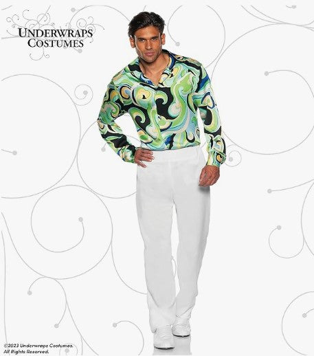 Camisa Disco para hombre Multi Swirl - Verde - Años 60 y 70 - Disfraz - Hombre - 2 tallas