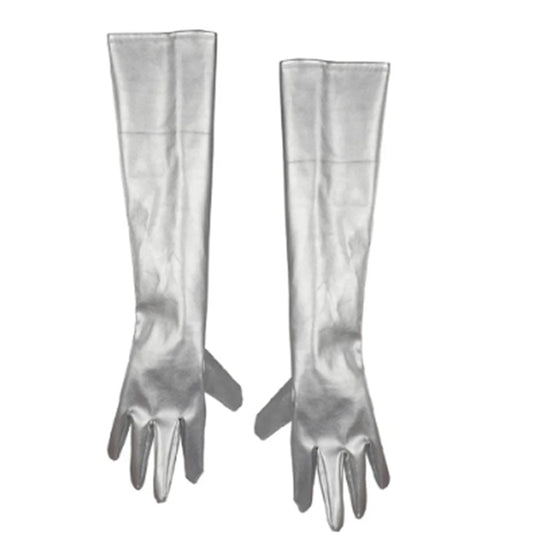 Silver Gloves - Over-The-Elbow - Leatherlike - Costume Accessories - Adult Teen