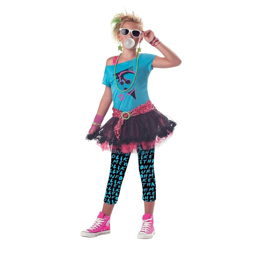 Blue/Pink 80's Valley Girl - Costume - Child - Medium 8-10