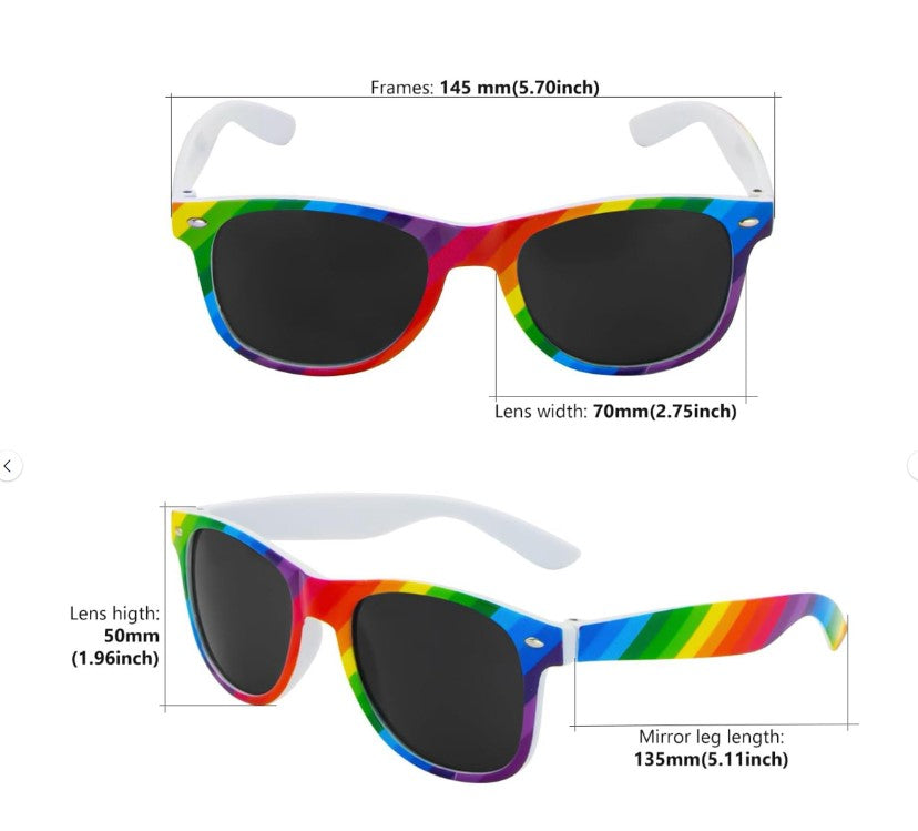 80's Sunglasses - Rainbow Frames - Pride - Costume Accessory - One Size