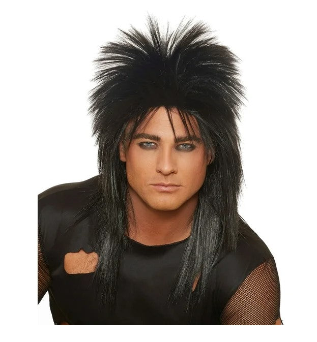 Rocker Wig - 70's 80' 90's - Black - Unisex - Costume Accessory - Adult Teen