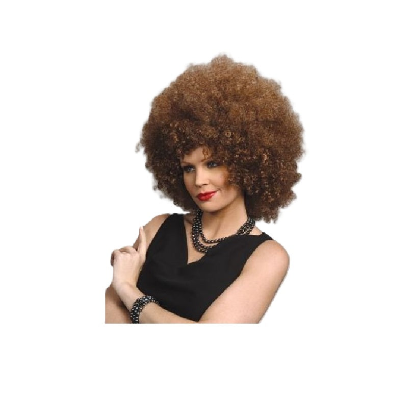 Peluca Afro - Marrón Medio - Años 60 - 70 - Accesorio de Disfraz - Adulto Unisex