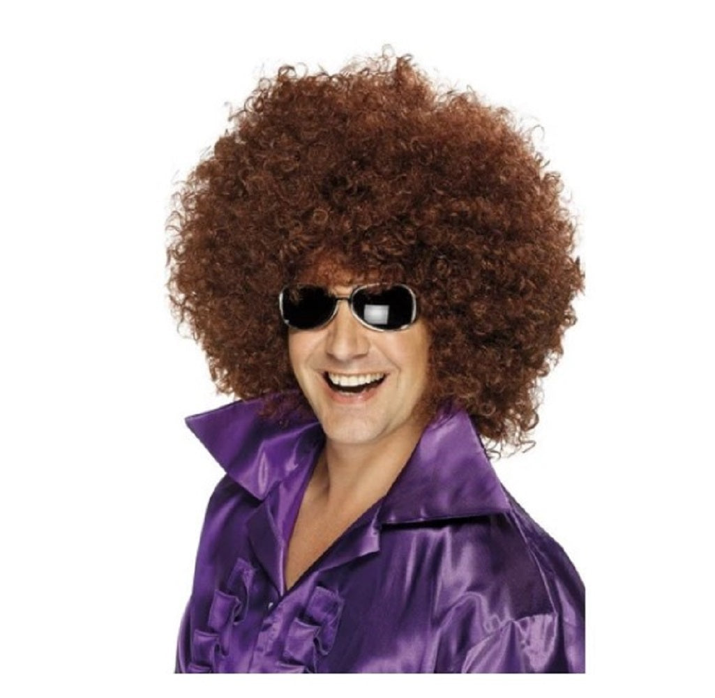 Peluca Afro - Marrón Medio - Años 60 - 70 - Accesorio de Disfraz - Adulto Unisex