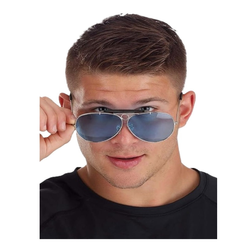Blue Aviator Glasses - 80s - Police - Pop Star - Unisex Costume Accessory