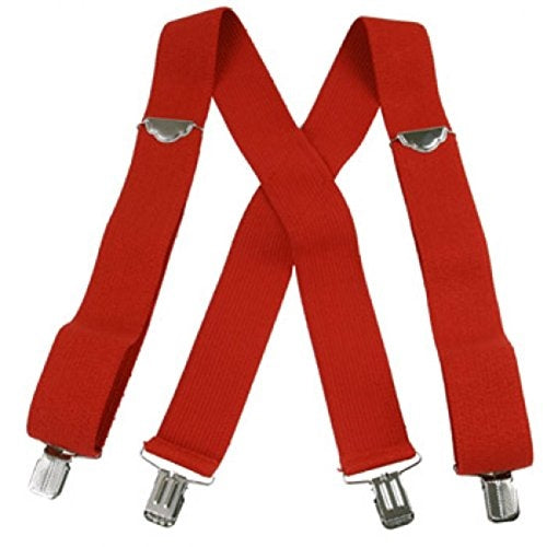 Red Santa Claus Suspenders - 2 x 42" - Industrial - Costume Accessory - One Size