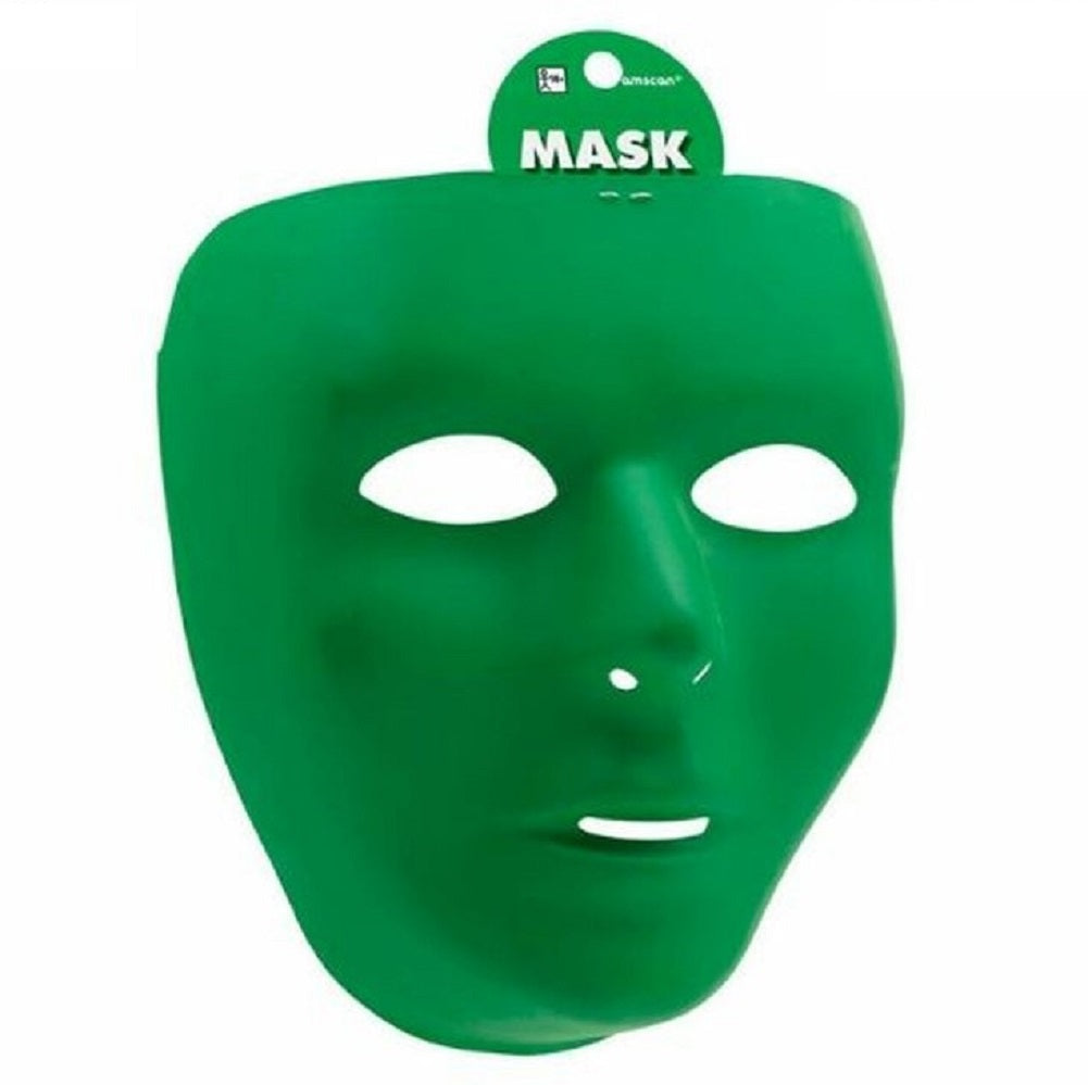 Plastic Blank Mask - Red | Yellow | Green | Blue - Costume Accessory - One Size