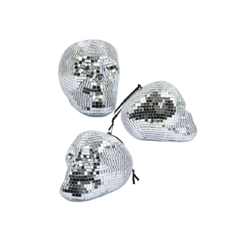 Silver Bling Mirror Ball Skull - Disco - Costume Accessory - Decor