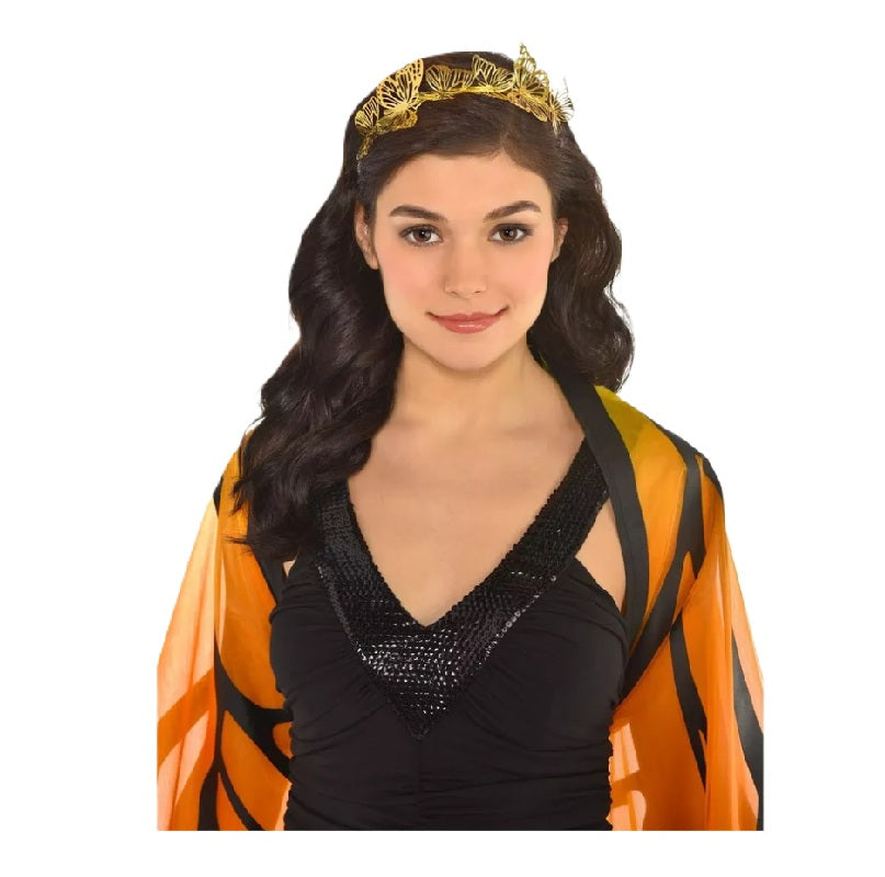 Metal Golden Butterfly Headband - Costume Accessory - One Size