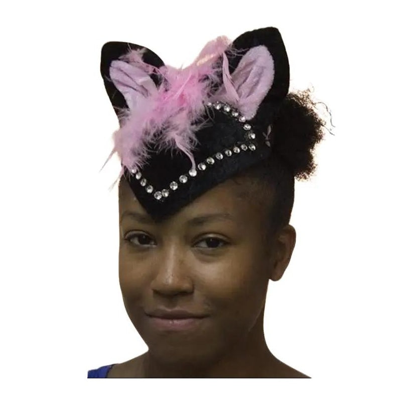 Black/Pink Cat Hat - Fascinator - Costume Accessory - One Size