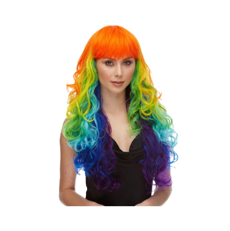 Chroma Long Wavy Rainbow Wig - Pride - Costume Accessory - One Size