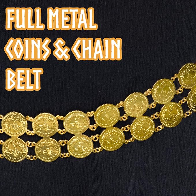Golden Coin Belt - Disco - 90's - Gypsy - Pirate - Costume Accessory - One Size