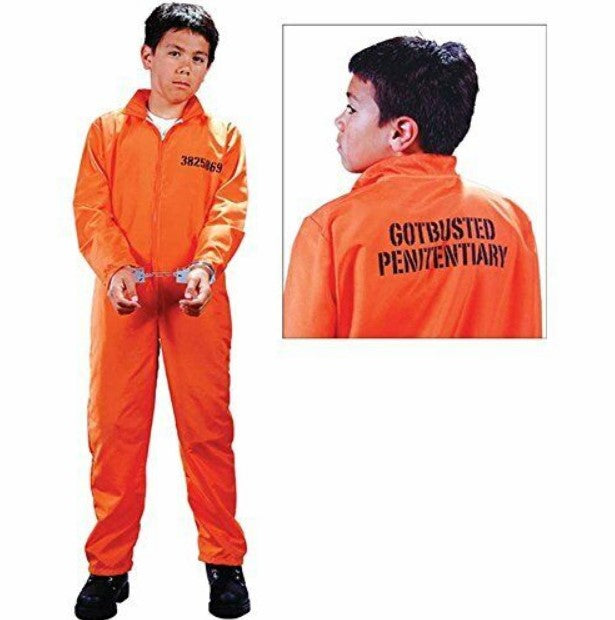 Convicted Jumpsuit - Got Busted - Prisoner - Orange - Costume - Child - 2 Sizes