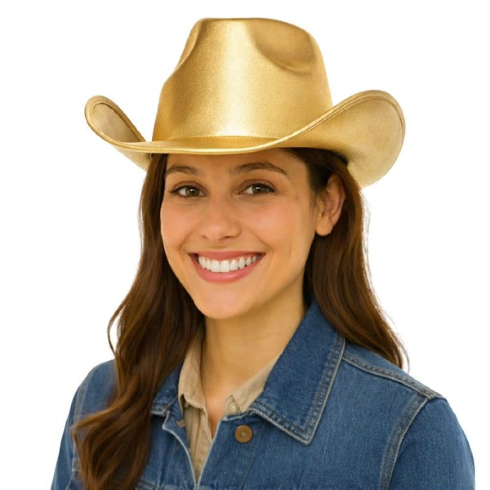 Metallic Cowboy Cowgirl Hat - Gold or Silver - Costume Accessory
