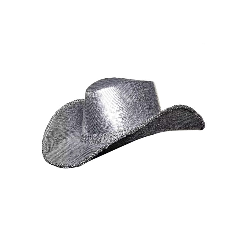 Metallic Silver Cowboy Cowgirl Hat - Western Pop Stars - Costume Accessory