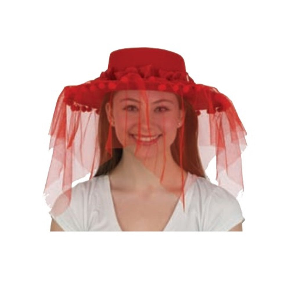 Day of the Dead Hat - Red or Black - Deluxe Costume Accessory - Adult