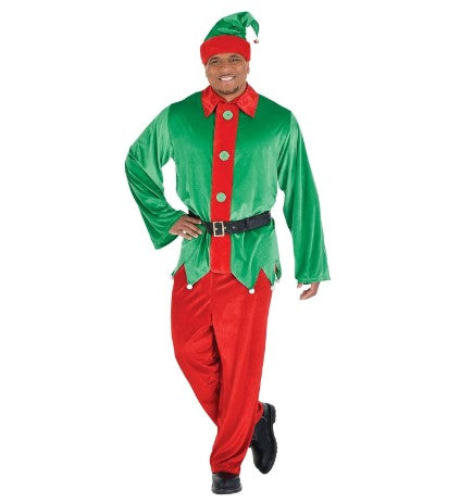 Elf Guy - Green/Red - Christmas - Costume - Adult - 2 Sizes