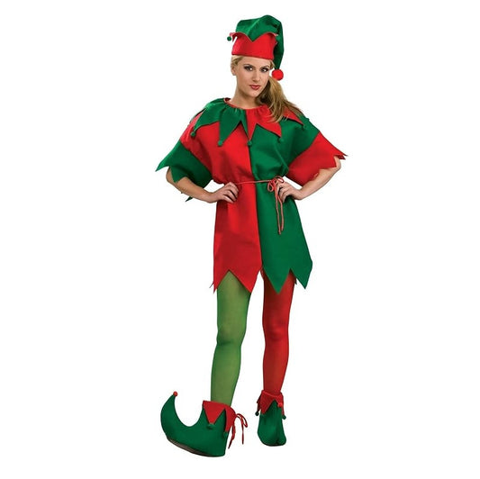 Red/Green Elf Tights - Jester - Christmas - Costume Accessories - One Size