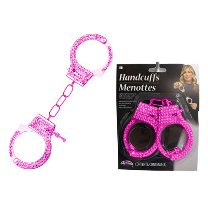 Rhinestone Handcuffs - Silver | Gold | Pink - Costume Accessory - Prop
