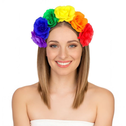 Blumen-Tiara-Kopfkranz - Regenbogen - Luau - Pride - Kostümaccessoire - Erwachsene
